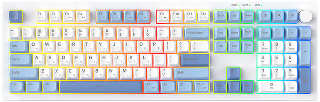 포팩트 유선 저소음 노브 RGB 키보드, 블루베리, QN108, 멤브레인