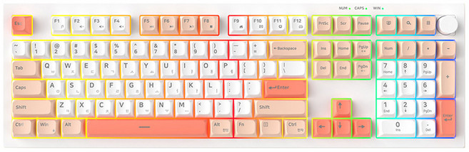 포팩트 유선 저소음 노브 RGB 키보드, 스트로베리 밀크, QN108, 멤브레인