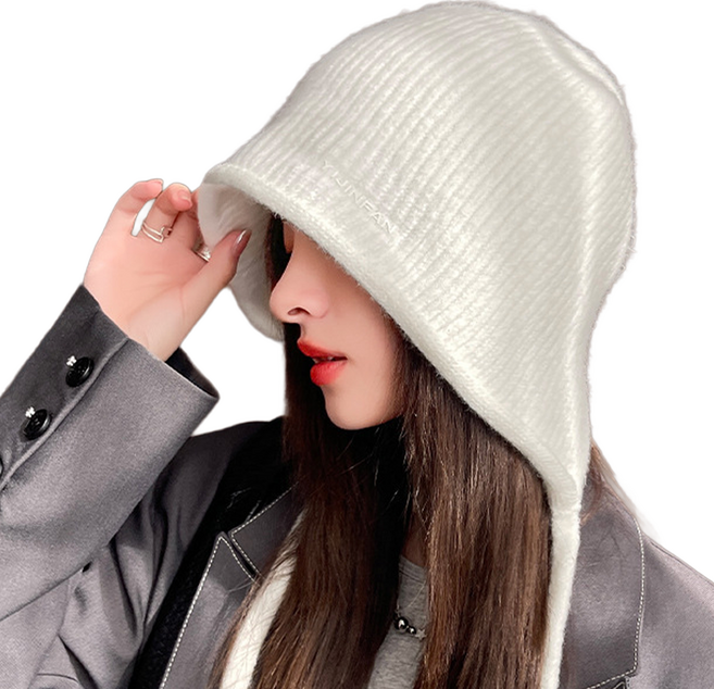 모인스포츠 아웃도어용 보넷 니트 후드 햇, 화이트, 1개