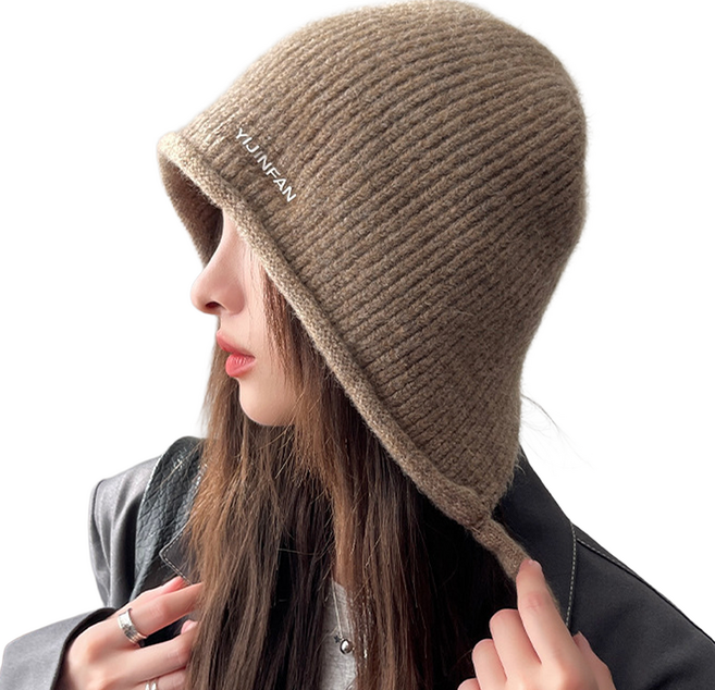 모인스포츠 아웃도어용 보넷 니트 후드 햇, 베이지, 1개