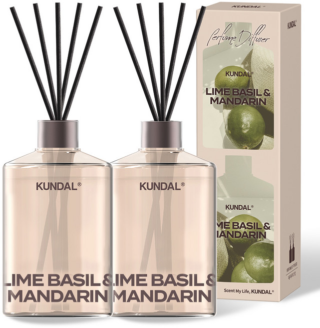 쿤달 퍼퓸 디퓨저 선물세트, 라임바질앤만다린, 500ml, 2개