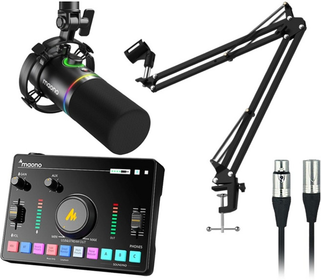 마오노 캐스터 AMC2 NEO PD200X 스트리밍 방송용 오디오 믹서 마이크 스탠드, 블랙