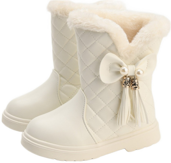 래빗풋 여아용 V진주리본 테슬 털안감 부츠
