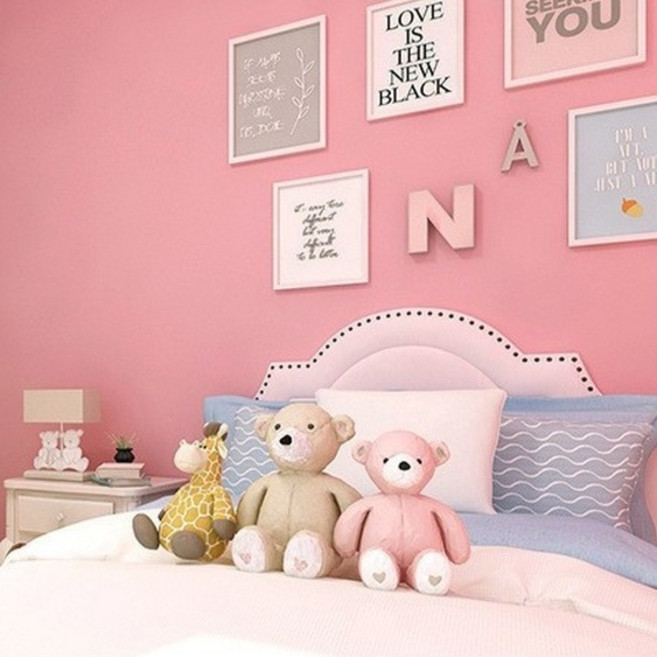 스크릿가든 심플한 점착용 타일벽지 3p, 연한분홍