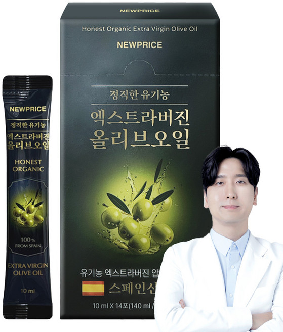 뉴프라이스 정직한 유기농 엑스트라버진 올리브오일 스틱 14p, 1개, 140ml