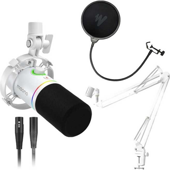 마오노 PD200X 마이크 + BA20스탠드 + PF150F 팝필터 + MKC-018 케이블 세트, PD200X(마이크), BA20(붐암 스탠드), 화이트