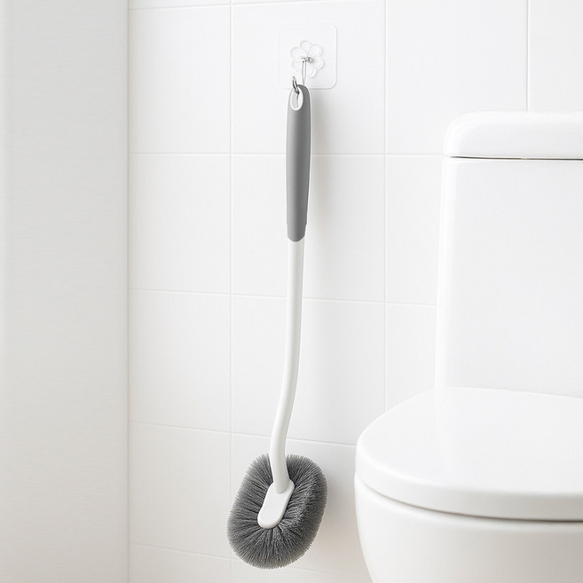 위더스욕실용품 퍼펙트클린 코너형 화장실 변기 청소솔 + 후크홀더 세트, 그레이, 1세트