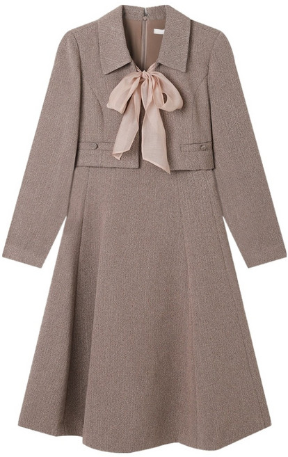 Roem 女款質感夾克式長版連身裙, (85)棕色