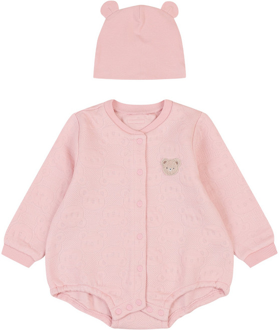 압소바 신생아용 튜핑 코튼 모달 바디슈트 + 모자 세트