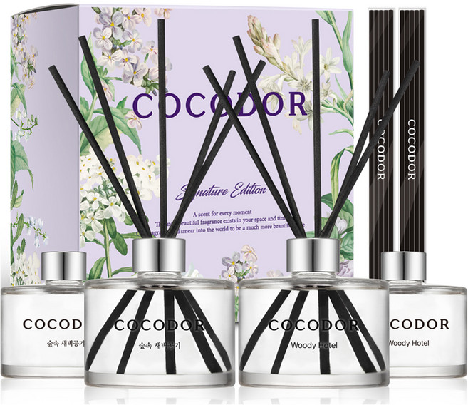 코코도르 디퓨저 200ml 4개입, 숲속새벽공기 + 우디호텔, 1세트