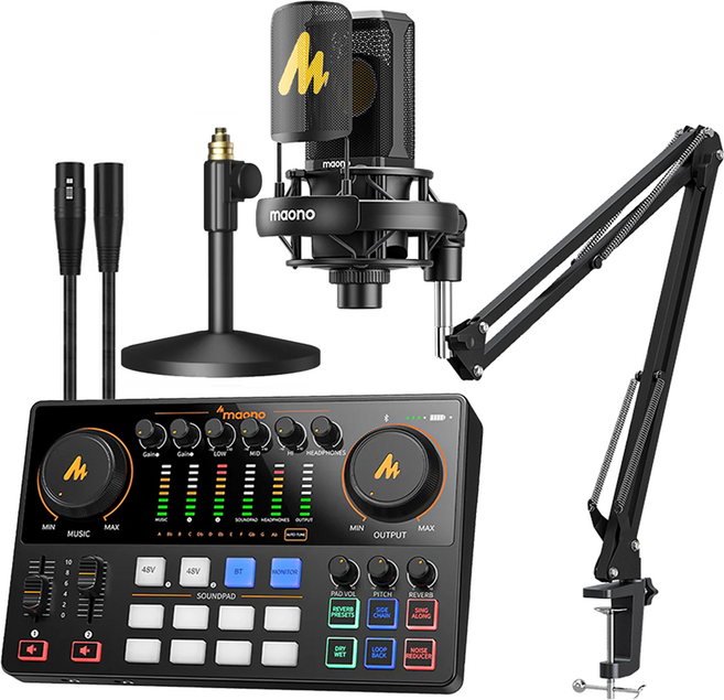 마오노 캐스터 AME2 Gen2 오디오 인터페이스 + 마이크 + 스탠드 세트, PM500(마이크), BA20(스탠드), 블랙