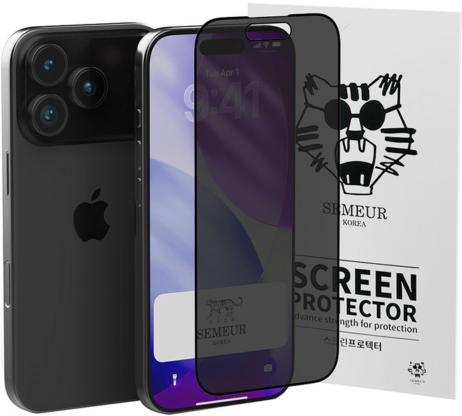 스메르 에버글로스 360도 사생활보호 지문방지 풀커버 강화유리 휴대폰 액정보호필름 세트, 1세트