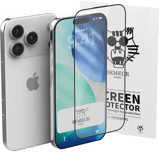 스메르 에버글로스 지문인식 풀커버 강화유리 휴대폰 액정보호필름 세트, 1세트