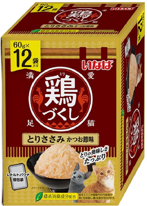 이나바 고양이 치킨가득 파우치 간식 12p, 혼합맛(닭가슴살/가다랑어포), 720g, 1개