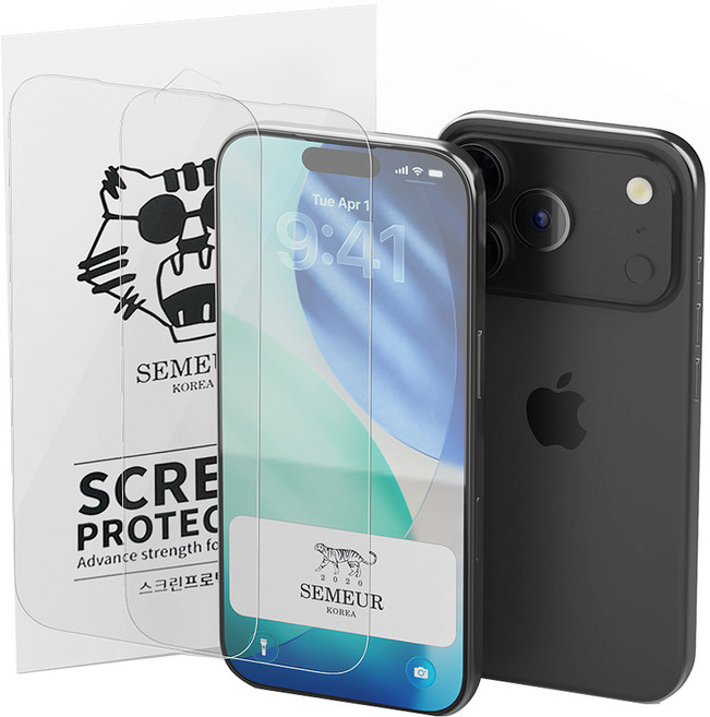 스메르 올클리어 지문인식 강화유리 휴대폰 액정보호필름 2p 세트, 1세트