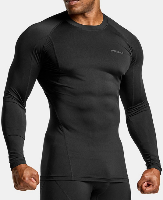 테슬라 남성용 언더레이어 라운드 긴팔