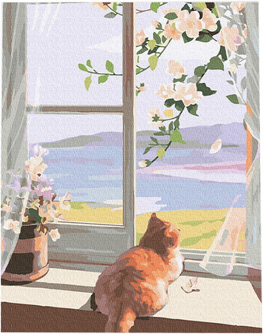 플레이어바웃 DIY 명화 유화 그림그리기 세트 40 x 50 cm, 고양이의 오후, 1세트