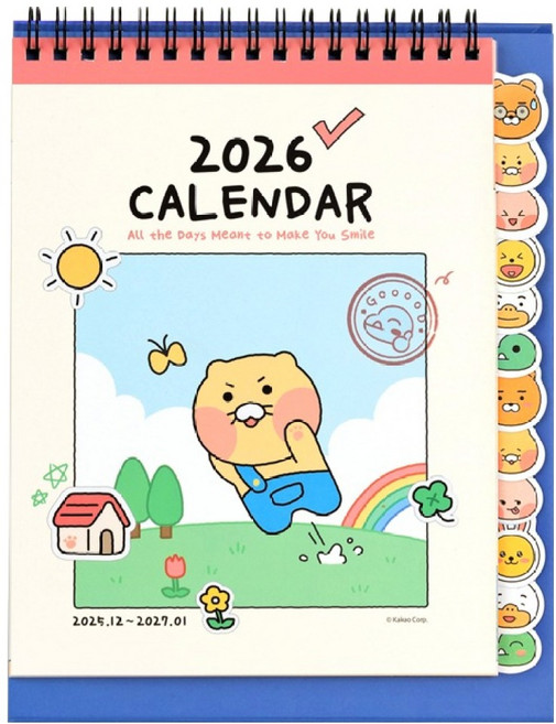 카카오프렌즈 에브리데이 2026년 인덱스 탁상 캘린더, 멀티, 1개