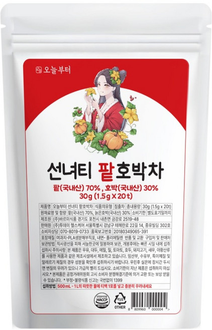 오늘부터 선녀티 팥호박차, 1.5g, 20개입, 1개
