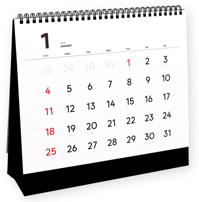 2026년 비기닝 데스크 가로형 심플 인테리어 레트로 달력, 블랙, 1개