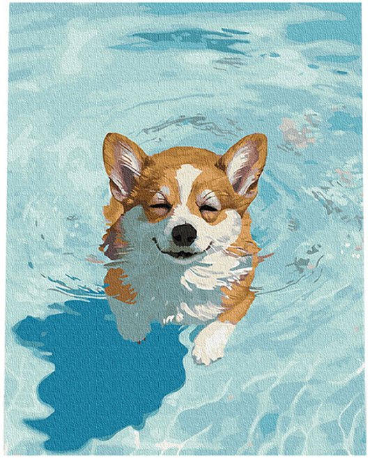 플레이어바웃 DIY 명화 그리기 세트 40 x 50 cm, 헤엄헤엄 코기, 1개
