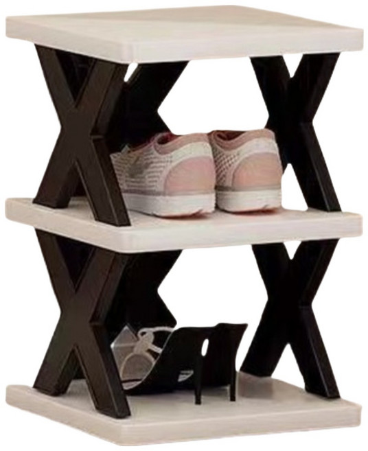 노이원 다층구조 신발장 3단, 블랙, 1개