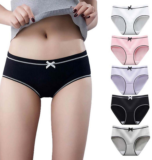 투이스타 리본 면 삼각 팬티 5p