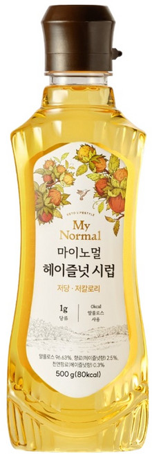 마이노멀 저당 저칼로리 헤이즐넛 시럽, 500g, 1개
