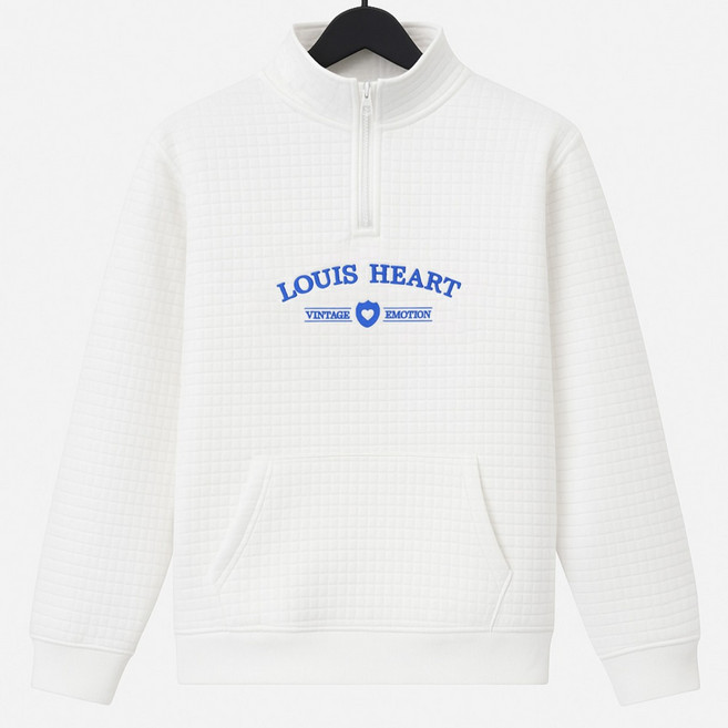 알로데 여성용 와플 하트 반집업 맨투맨