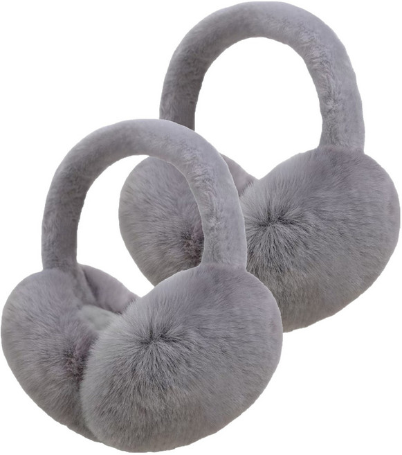 홍시유통 방한 방풍 긴털 귀마개, 그레이, 2개