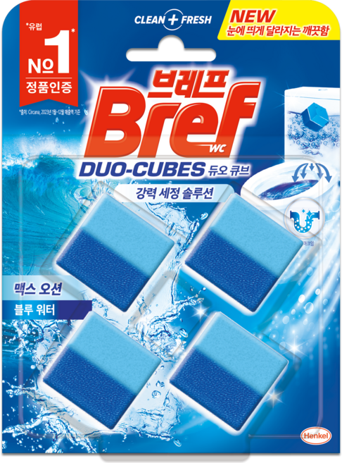 브레프 듀오큐브 맥스 오션 변기 세정제 4p, 200g, 1개