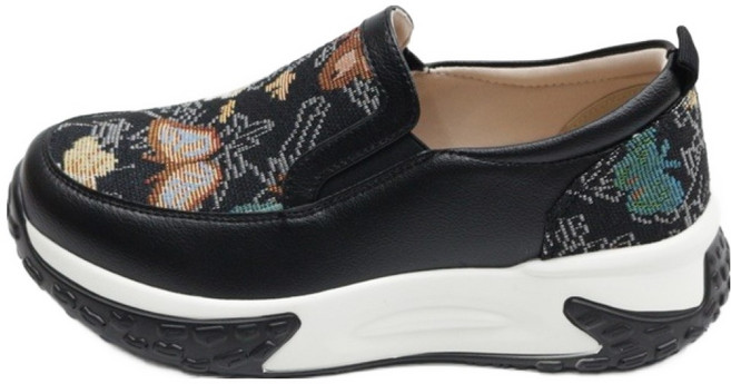 TOPUS 女款蝴蝶增高厚底蝴蝶刺繡懶人鞋