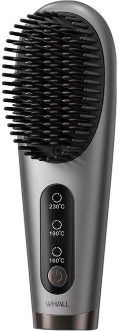 WHALL 35W 直髮兩用 直髮梳 3段式溫控 WR-301G 負離子 無線 靜謐灰