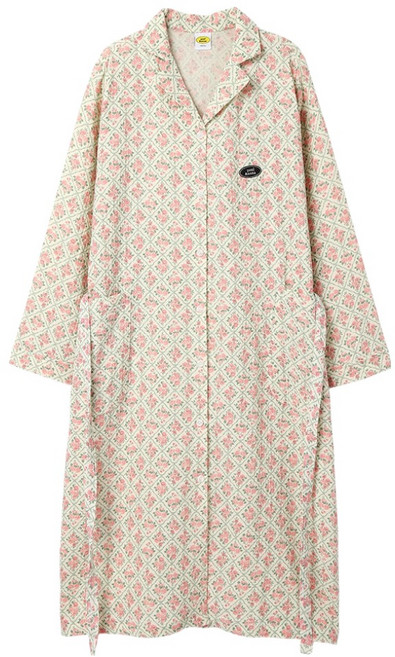 폴앤안나 여성용 라플라워 긴소매 로브 원피스 + 허리끈 세트