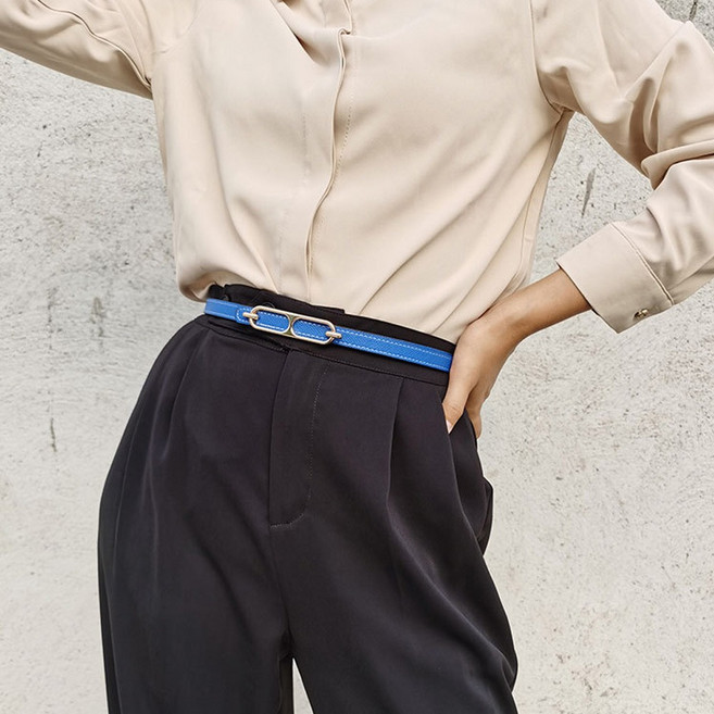 Elsso 女性商務穿搭修身雙面基本色系腰帶