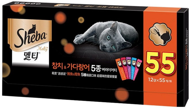 쉬바 고양이 멜티 참치&가다랑어 짜먹는간식 5종 x 11p, 혼합맛(참치/가다랑어/참치와 해산물/가다랑어와 연어/가다랑어와 새우), 660g, 1개