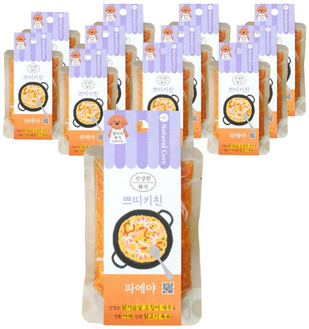 네츄럴코어 강아지 쁘띠키친 화식사료 파에야, 닭, 85g, 12개