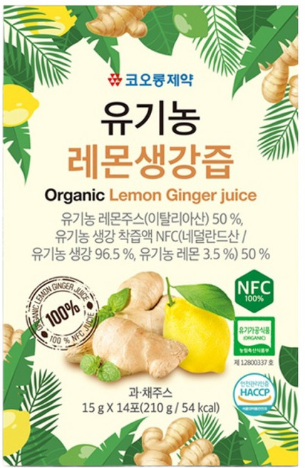 KOLON PHARMA 有機檸檬生薑汁, 1個, 211ml