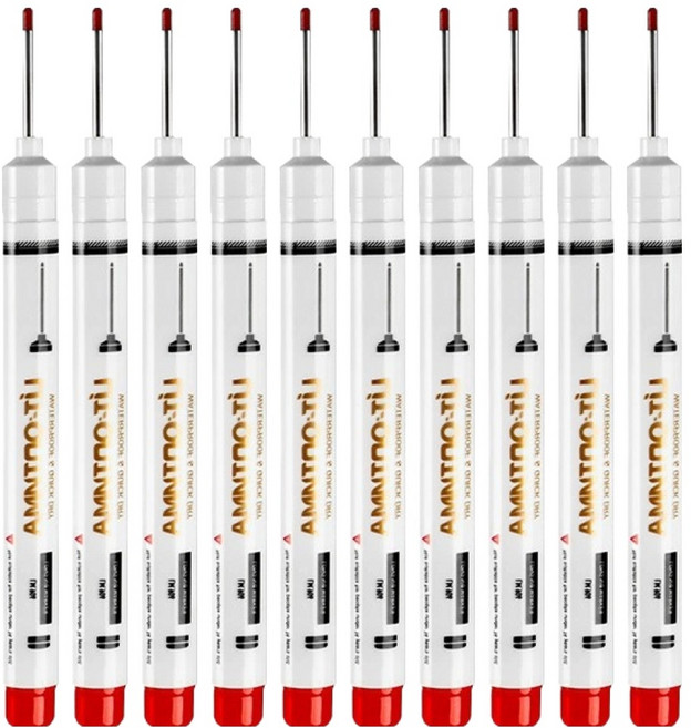 동아피엠에스 롱닙 긴펜촉 마카펜 적색 21mm, 10개, 1색