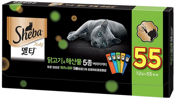 쉬바 고양이 멜티 닭고기&해산물 짜먹는간식 5종 x 11p, 혼합맛(참치/가다랑어/닭고기/닭고기와 흰살생선/해산물믹스), 660g, 1개