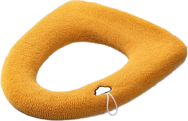 사인포스트 깔끔한 보온 변기시트커버, 옐로우 손잡이형, 1개