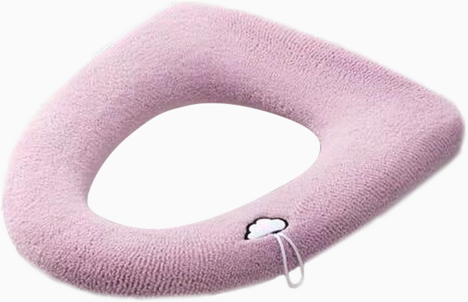 사인포스트 깔끔한 보온 변기시트커버, 핑크 손잡이형, 1개