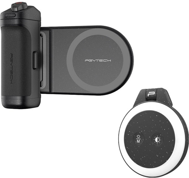 피지와이텍 피지테크 블루투스 맥세이프 셔터그립 + 라이트 조명 블랙 세트, 1세트, P-PG-005(셔터그립), P-PG-011(라이트 조명)