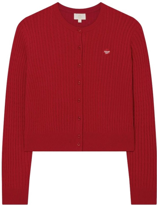 COVERNAT WOMAN 女款幸運草愛心麻花針織開襟衫