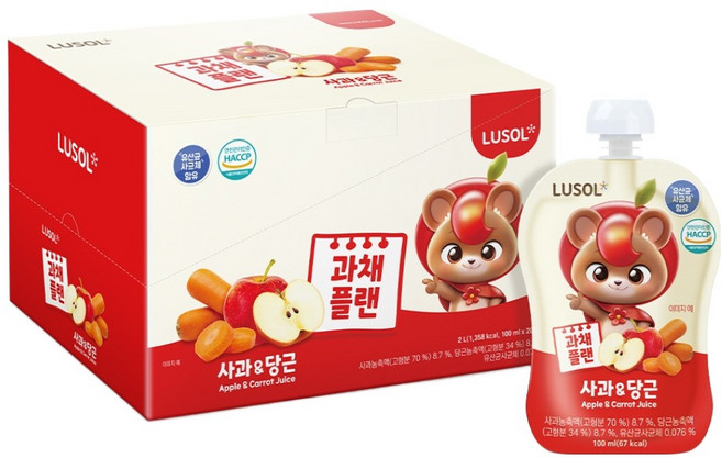 LUSOL 蔬果計畫 蘋果胡蘿蔔 20入, 1盒, 2L