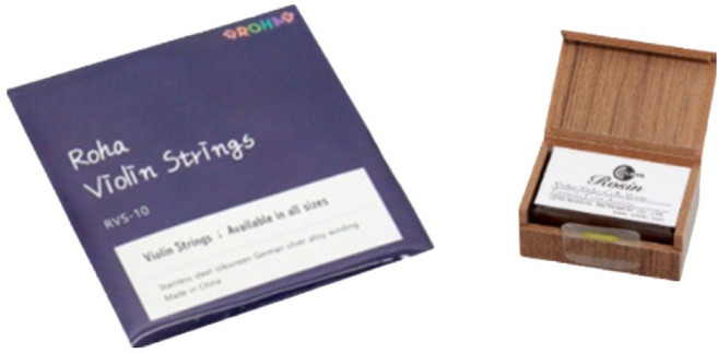 로하 바이올린 스트링 + 우드박스 송진 세트, 혼합색상, 1세트