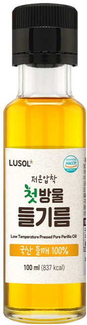 루솔 저온압착 첫방울 들기름, 100ml, 1개