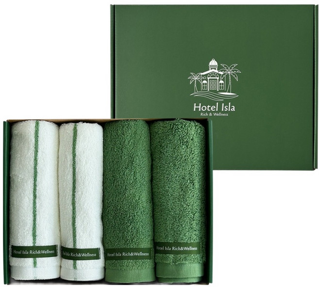 호텔이슬라 프리미엄 코튼 고중량 호텔수건 210g 40수 면사 스트라이프 2p 솔리드 2p, 이슬라그린, 1개