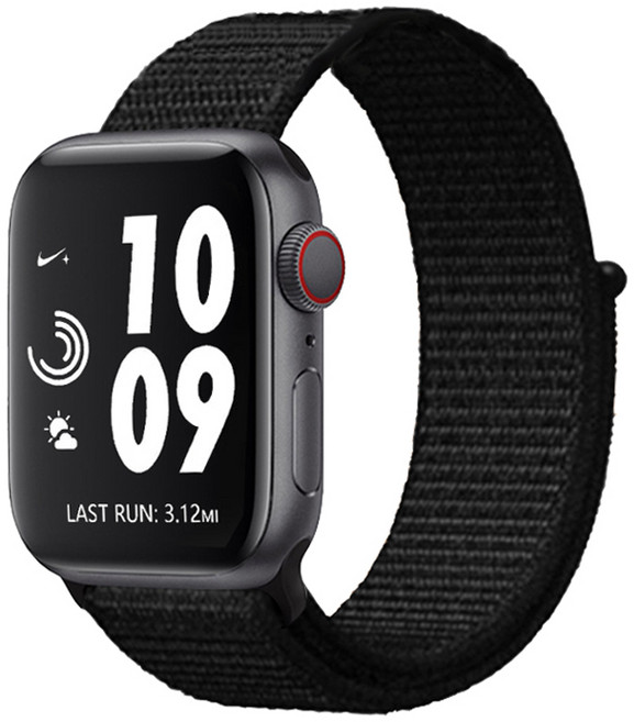 모조리 애플워치 호환 나일론 경량 스포츠 루프 스트랩, 다크블랙, 1개