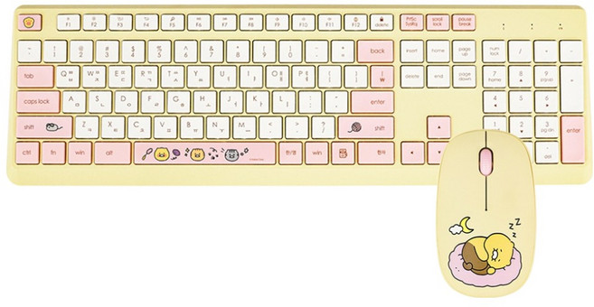 카카오프렌즈 춘식이 저소음 무선 키보드 + 마우스 세트, 핑크, KFKM-200C, 일반형
